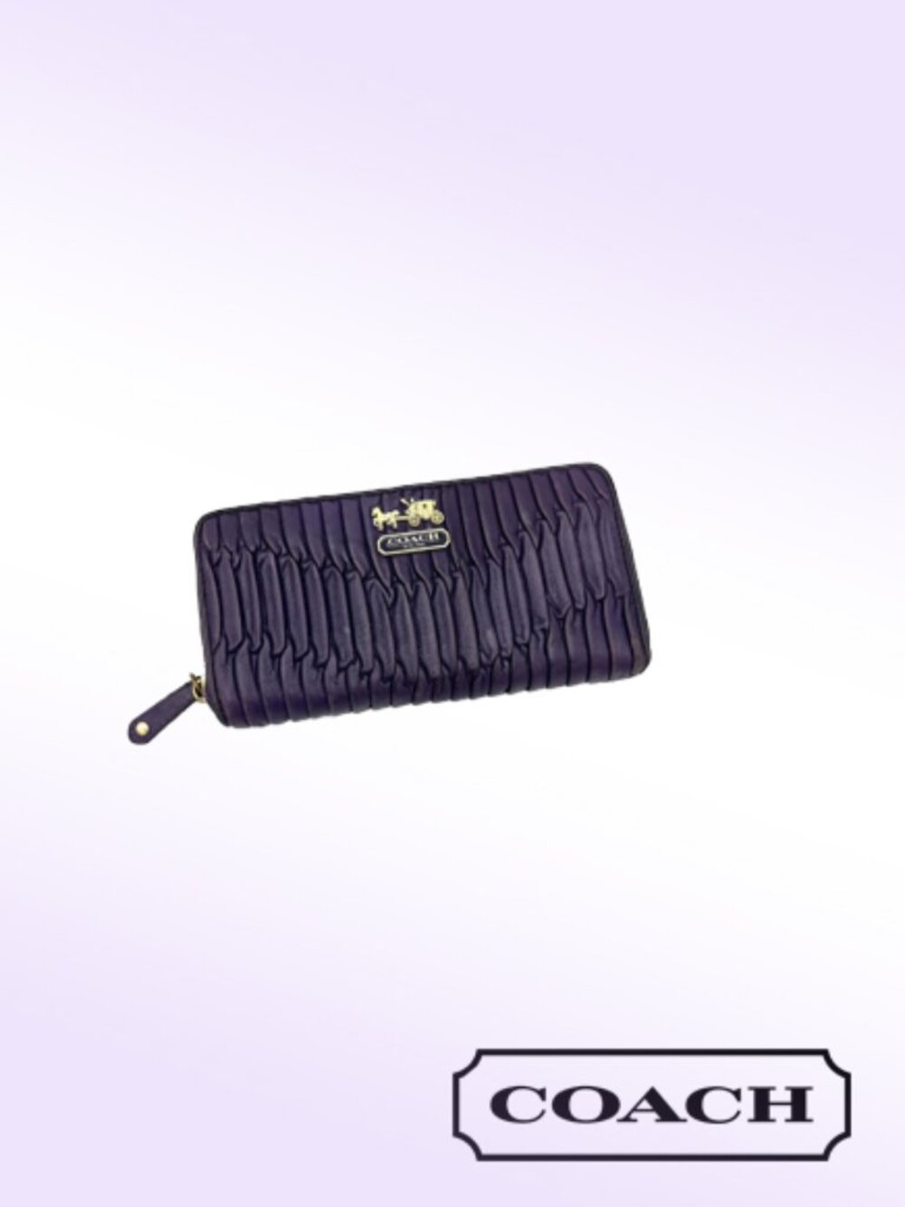Coach Madison Pleated Accordion Wallet – Purple Leather *Clearance Rack*